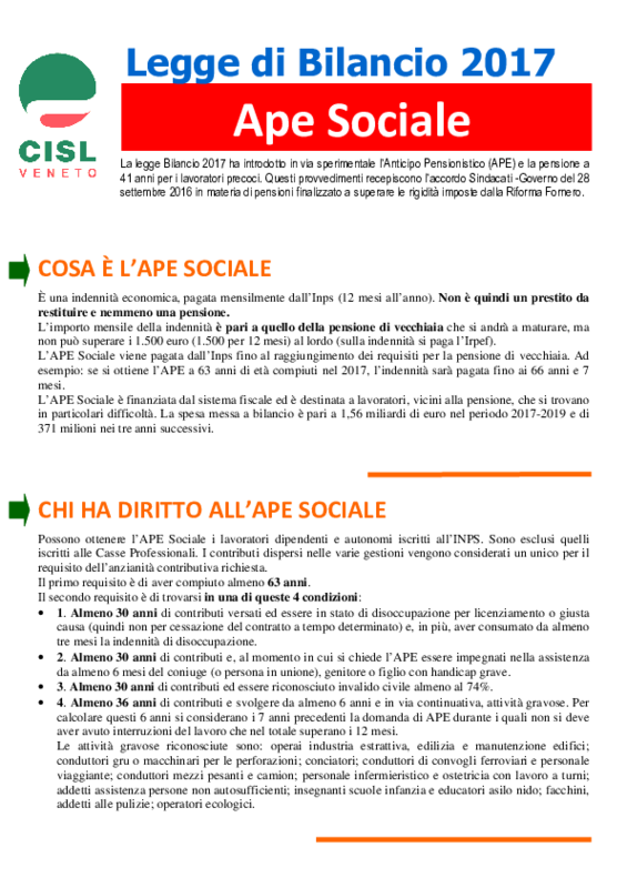 Cisl Veneto_APE Sociale_24 5 2017