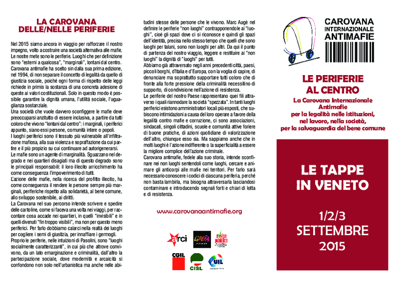 Invito alla Carovana Antimafie in Veneto 2015