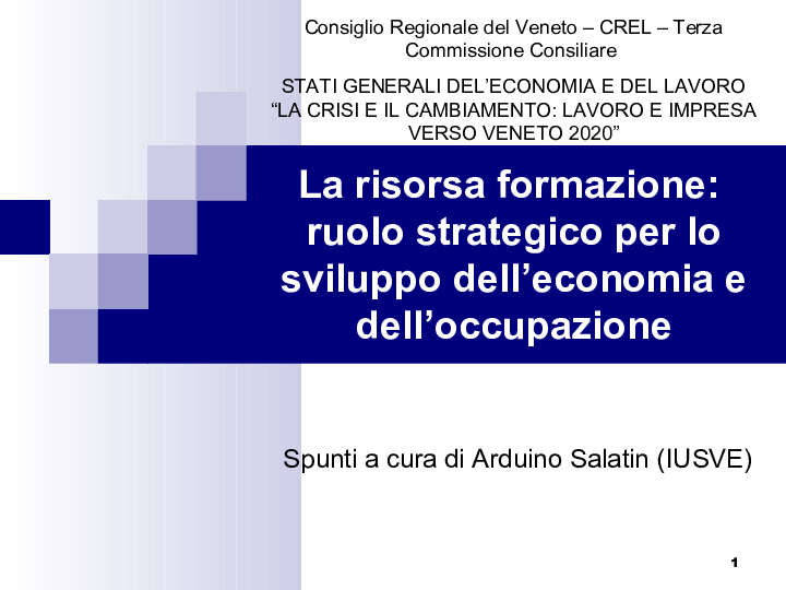 Relazione Arduino Salatin. Istituto Universitario IUSVE. slide