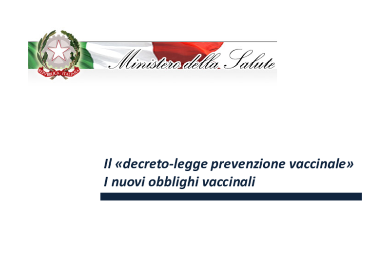  Ministero della Salute - slide Decreto Vaccini