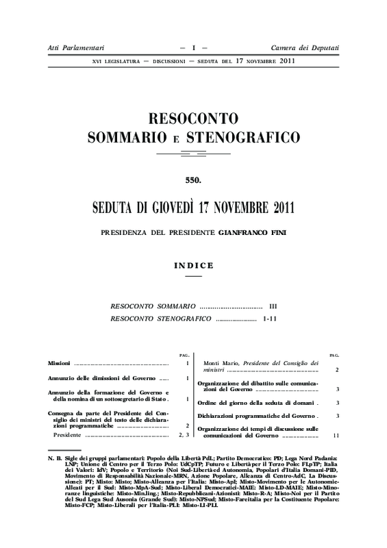 Discorso di Monti alla Camera