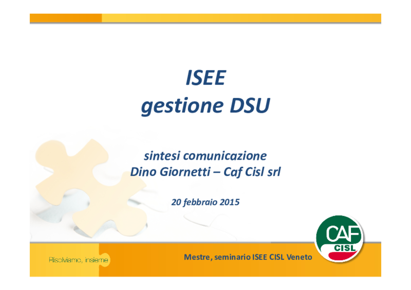Seminario ISEE - Sintesi Comuni - Dino Giornetti