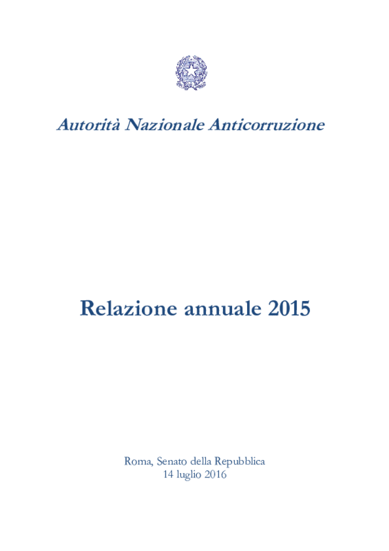 ANAC - relazione 2015 - 14 luglio 2016