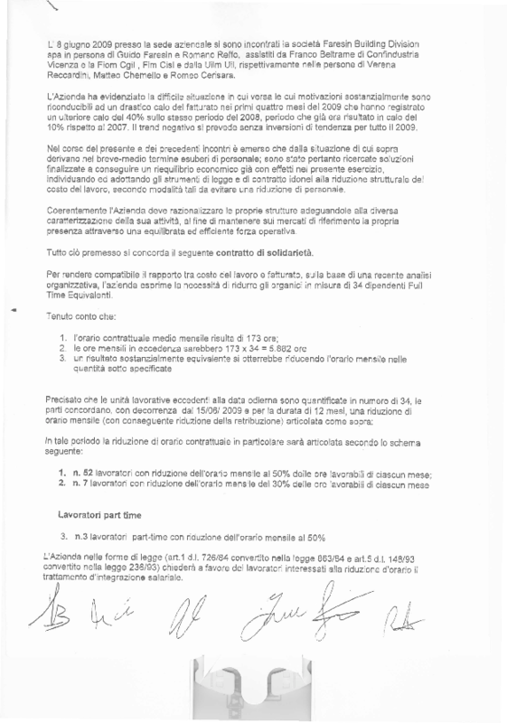 Testo accordo FARESIN Building Division