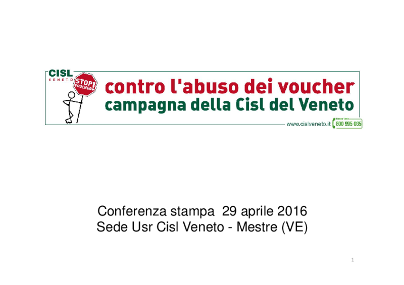 Slides di presentazione Campagna #StopVoucher