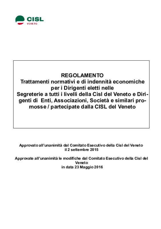 Regolamento economico USR CISL Veneto