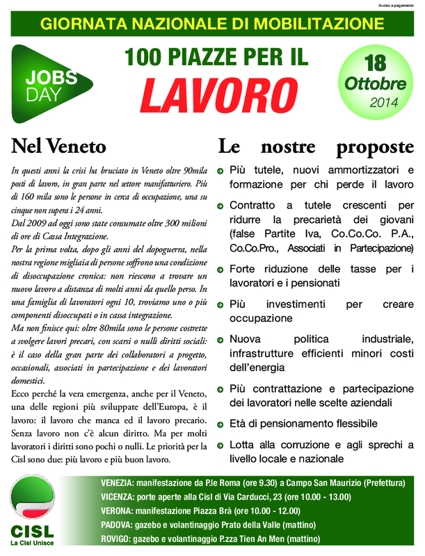 Veneto - mobilitazione del 18 ottobre 2014