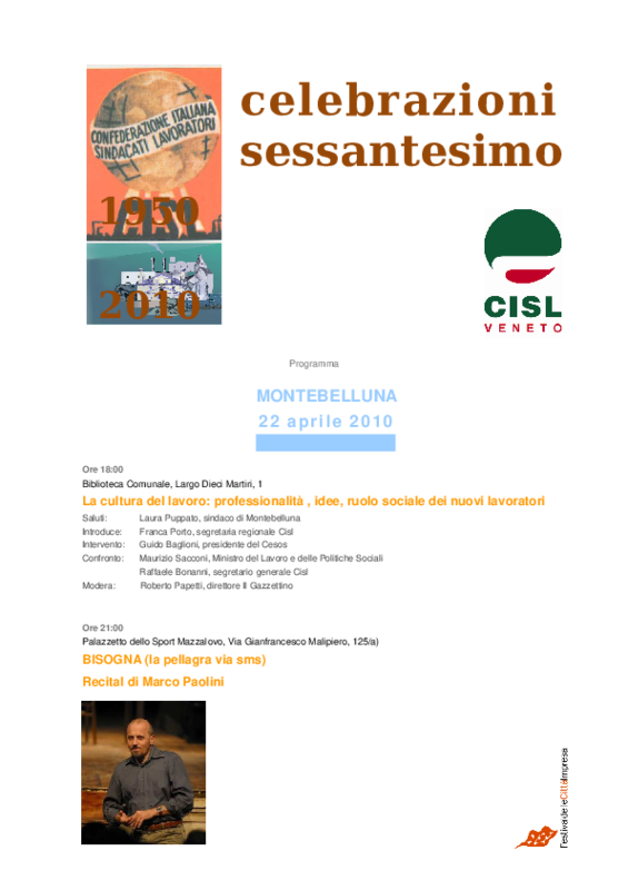 Programma celebrazioni in Veneto