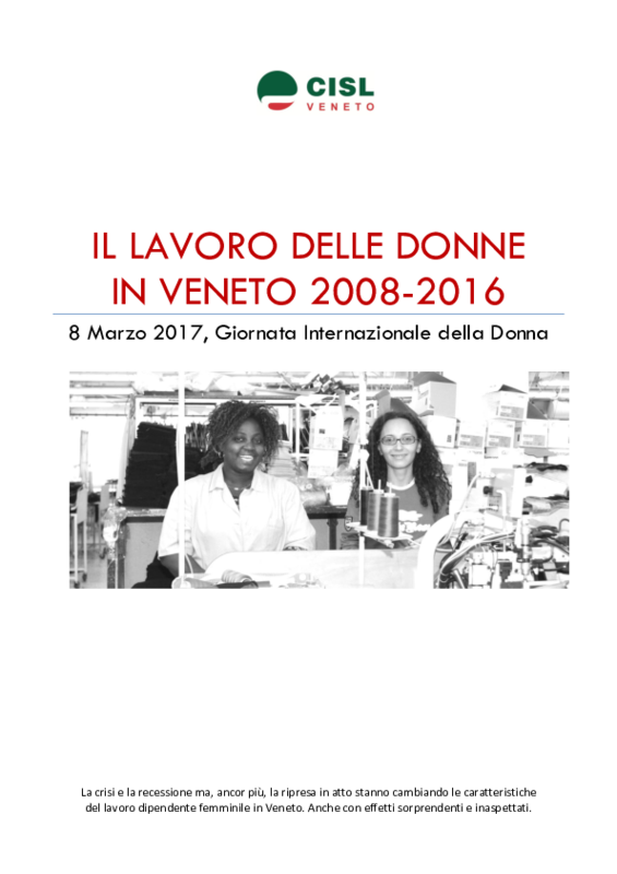 Le donne nel mercato del lavoro veneto_Report