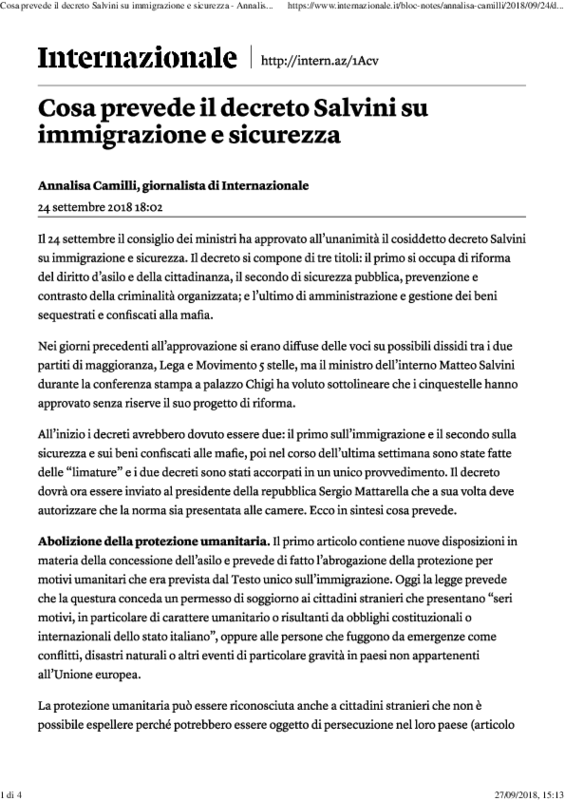 Internazionale_Cosa prevede il decreto Salvini su immigrazi