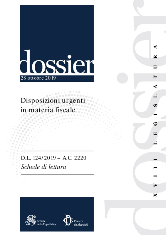 Decreto Legge 124-2019 Collegato fiscale Dossier Parlamento