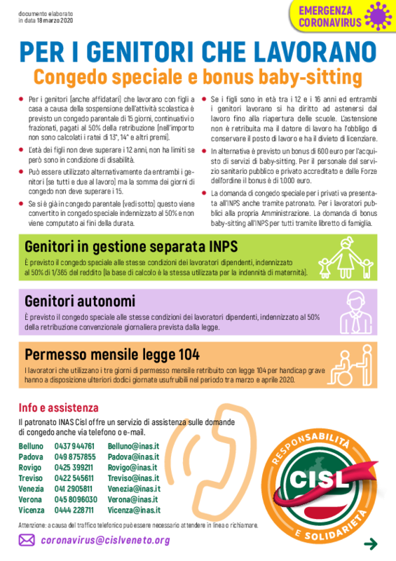 Volantino Coronavirus Congedi Genitori