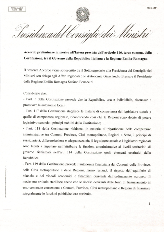 Autonomia Emilia Romagna_art 116