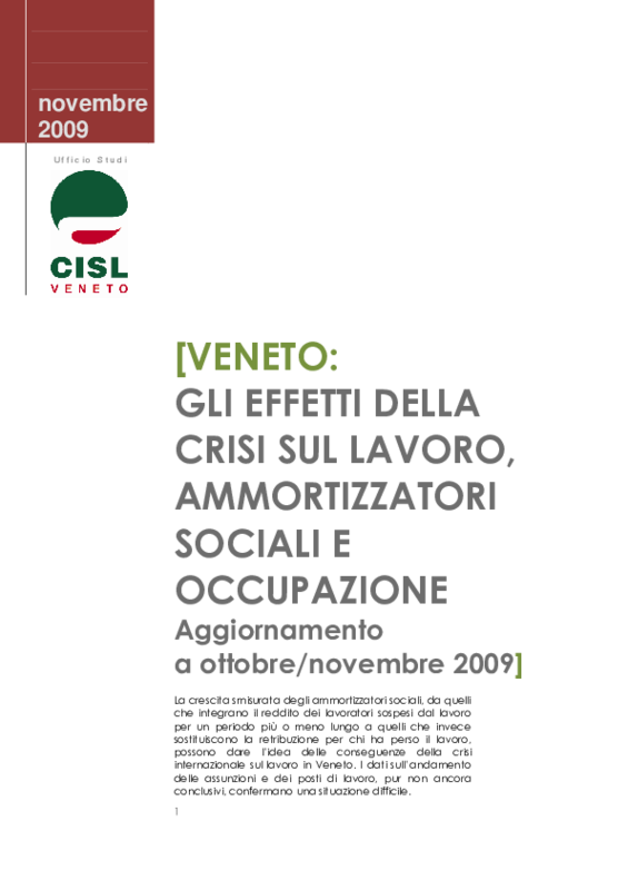 Gli effetti della crisi sul lavoro, ammortizzatori sociali e occupazione