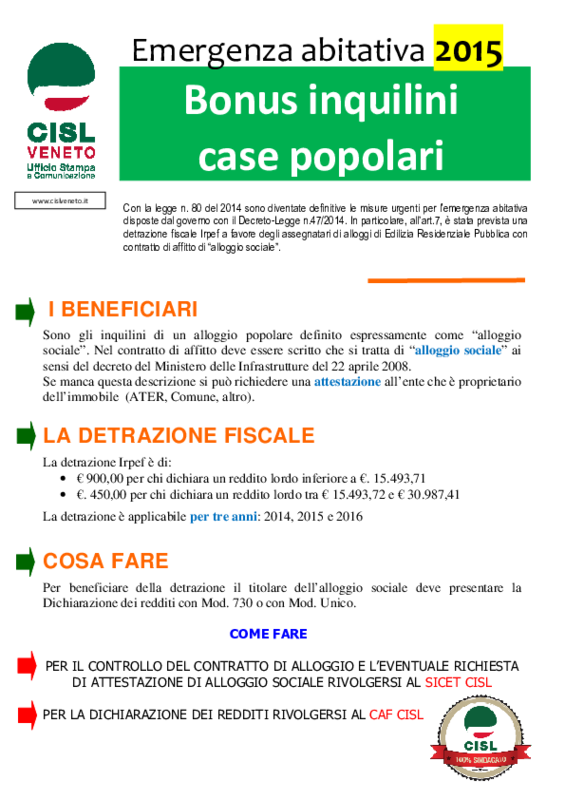 Volantino Bonus Alloggi sociali