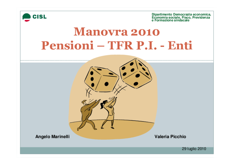 Analisi Cisl su testo finale. Slides