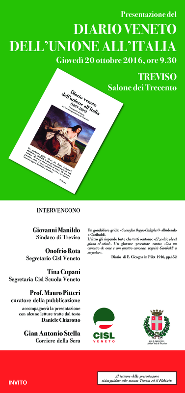 Presentazione Diario veneto dell'unione all'Italia - Treviso 20 ottobre 2016 - Locandina