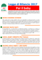 CISL - Legge di Bilancio 2017 - Misure pro Baby