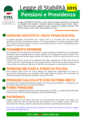 Cisl Veneto - Legge di Stabilità 2015 - pensioni e previdenza - volantino gennaio 2015