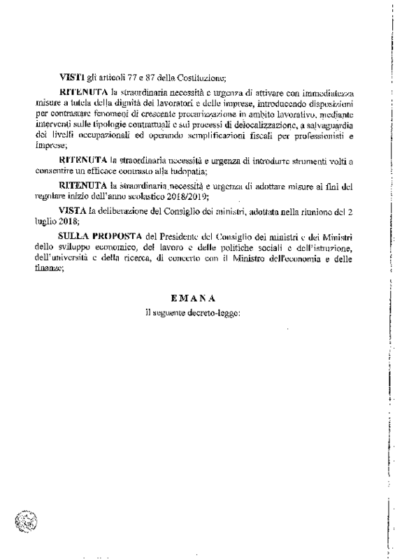 Decreto Dignità_ testo bollinato