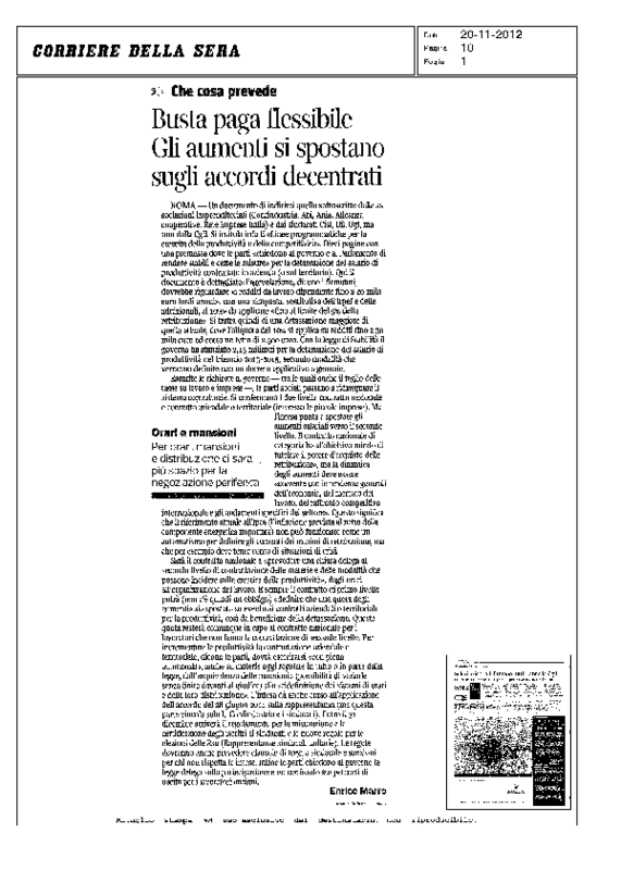 Produttività Corriere della Sera 20 novemre 2012