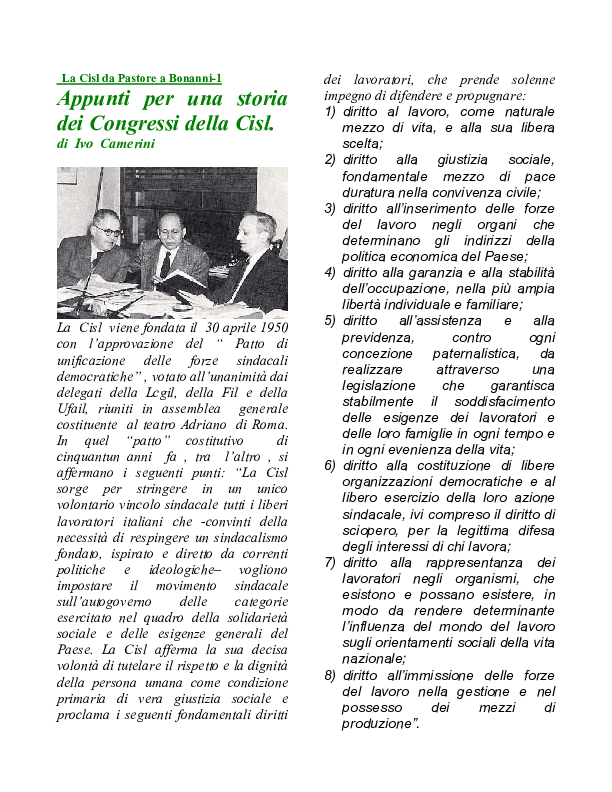 CISL - CONGRESSI (1950-2010)