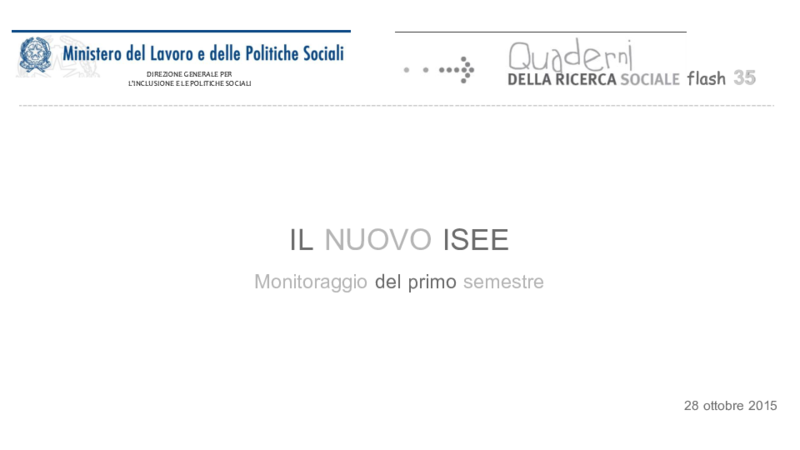 Ministero del lavoro - ISEE 2015 - Monitoraggio