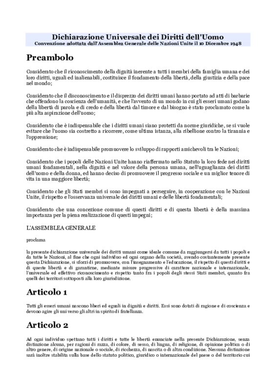 Dichiarazione Universale dei Diritti dell'Uomo