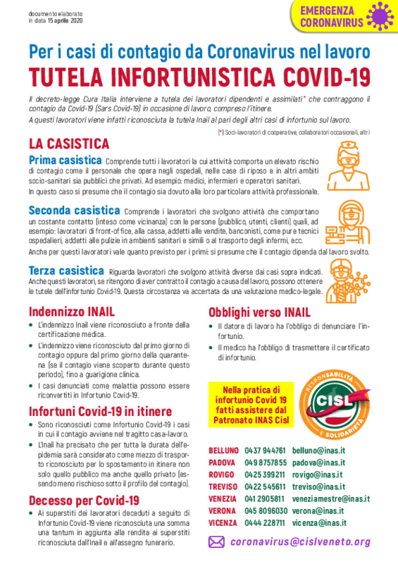 Volantino Coronavirus infortunio