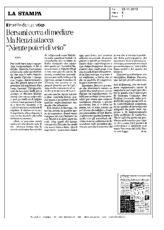 Produttività PD La Stampa 23 novembre 2012