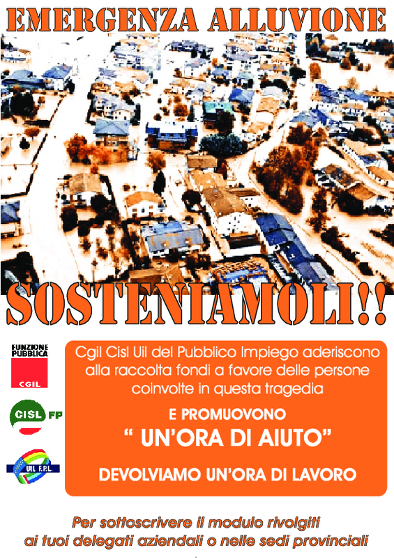 Volantino per sottoscrizione "Fuori dal fango"  tra i lavoratori degli enti locali e sanità