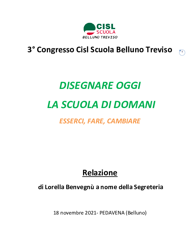 Relazione congressuale CISL SCUOLA Belluno Treviso