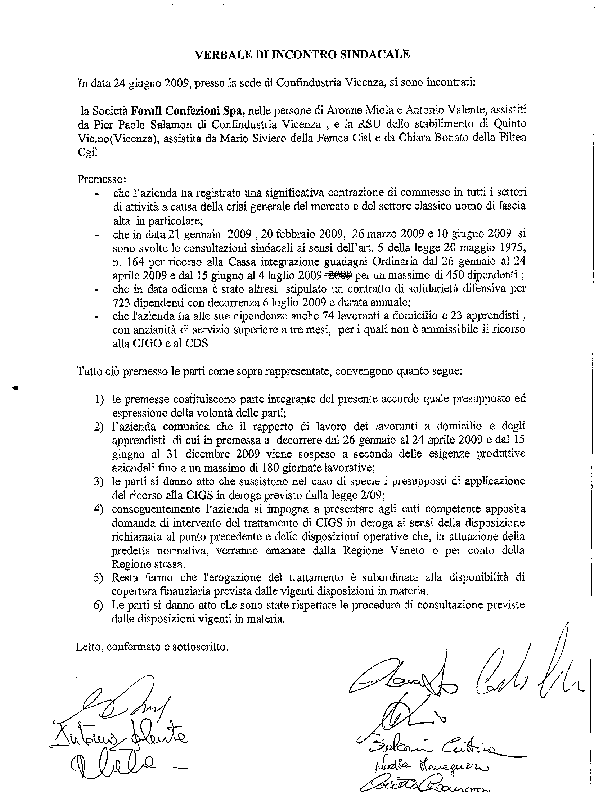 Testo accordo Foral