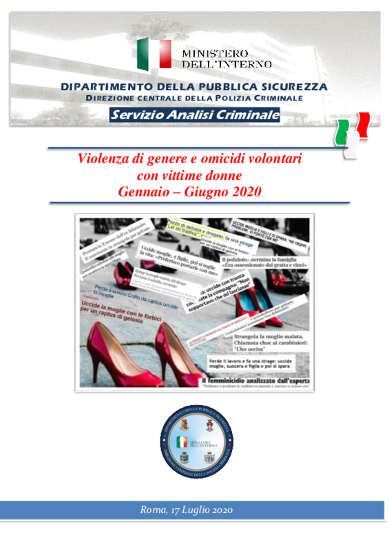 Violenza di genere omicidi gennaio-giugno 2020