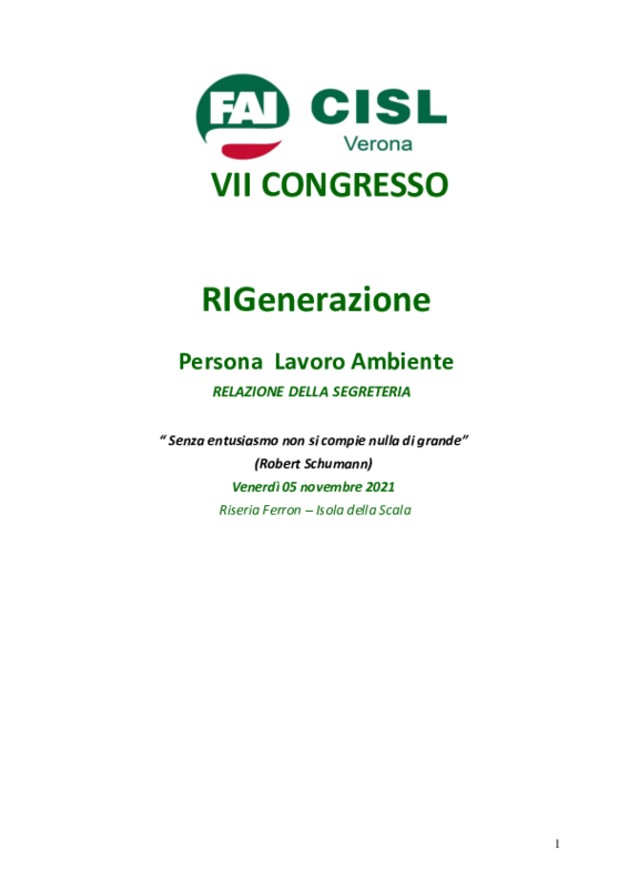 Relazione congressuale FAI Verona