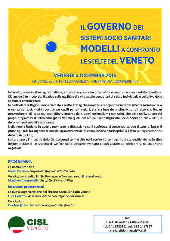  Cisl Veneto - Convegno Sanità - Invito