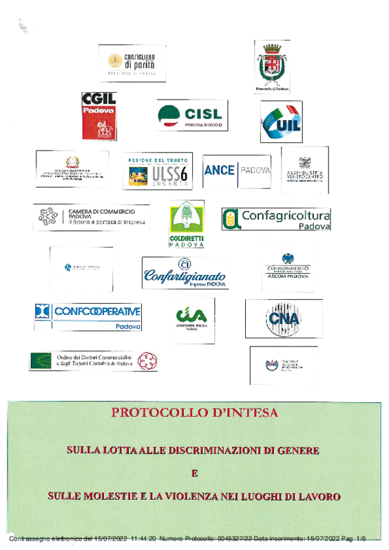 Protocollo d’intesa sulla lotta alle discriminazioni di genere e sulle molestie e la violenza nei luoghi di lavoro (Padova)