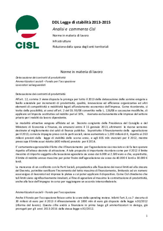 DDL stabilità, commento Cisl.pdf