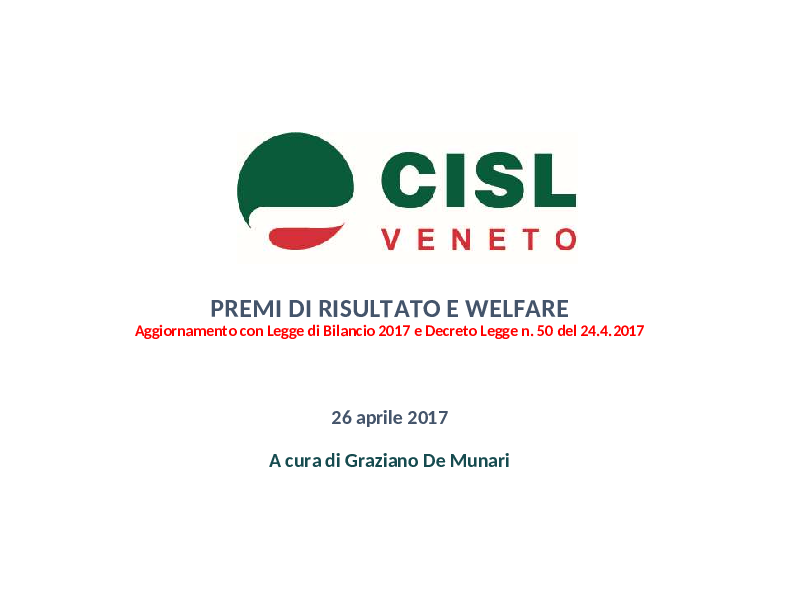 CislVeneto_Premio risultato e Decreto n. 50/2017_slide