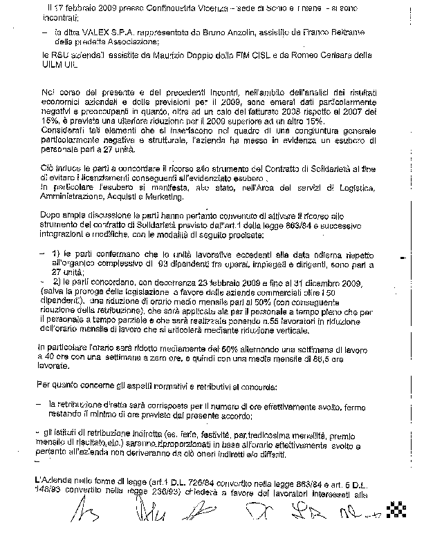 Testo accordo Valex