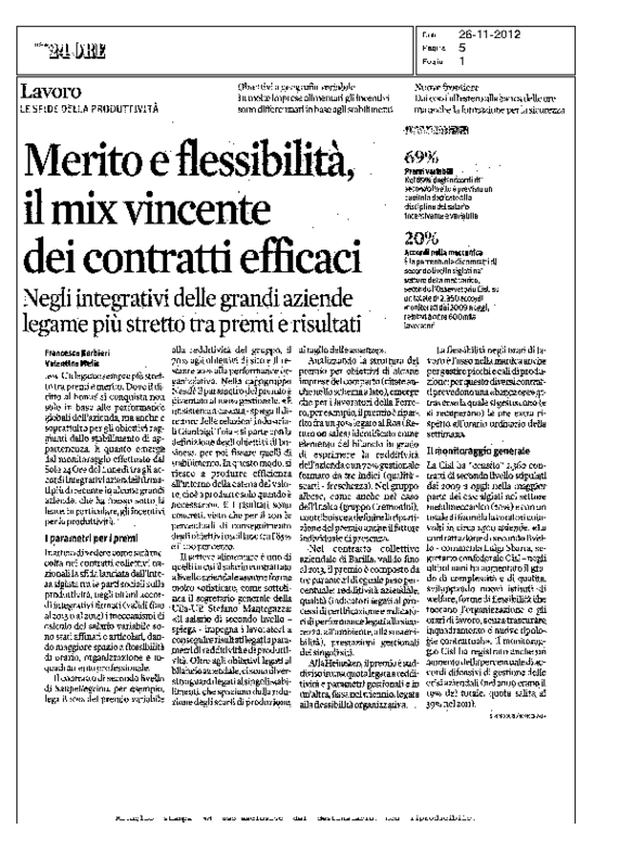 Produttività Sole24Ore 26 novembre 2012