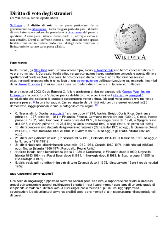 Diritto di voto degli stranieri. Da Wikipedia.