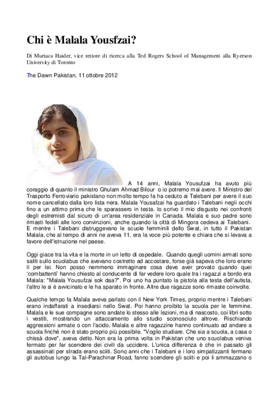 Chi è Malala / Io sono Malala / Appelli e campagne /  