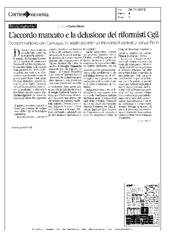 Produttività Corriere della Sera 26 novembre 2012