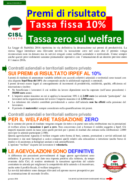 Detassazione_volantino CislVeneto_2016