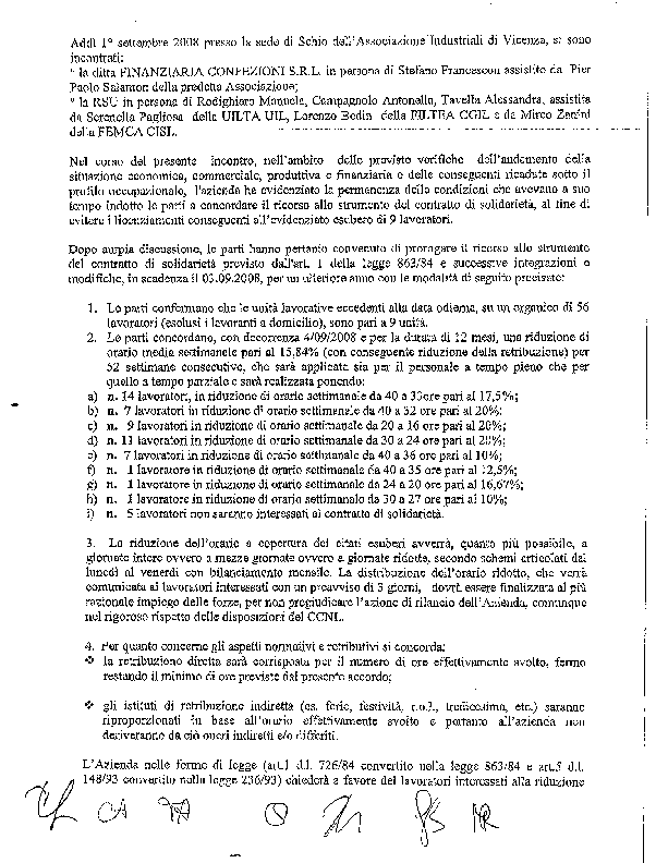 Testo accordo Finanziaria confezioni