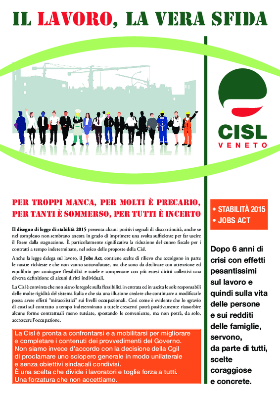 Volantone su Jobs Act e Stabilità 2015 - Cisl Veneto