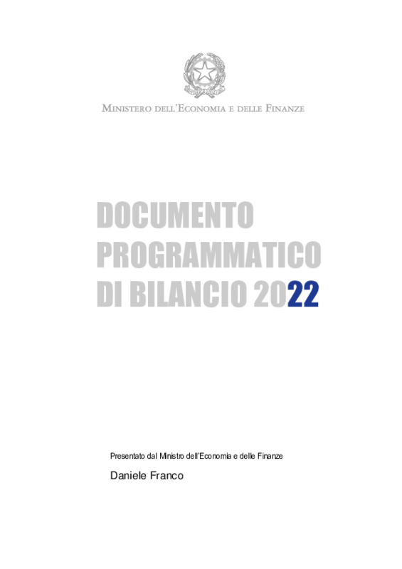 Documento programmatico di bilancio 2022