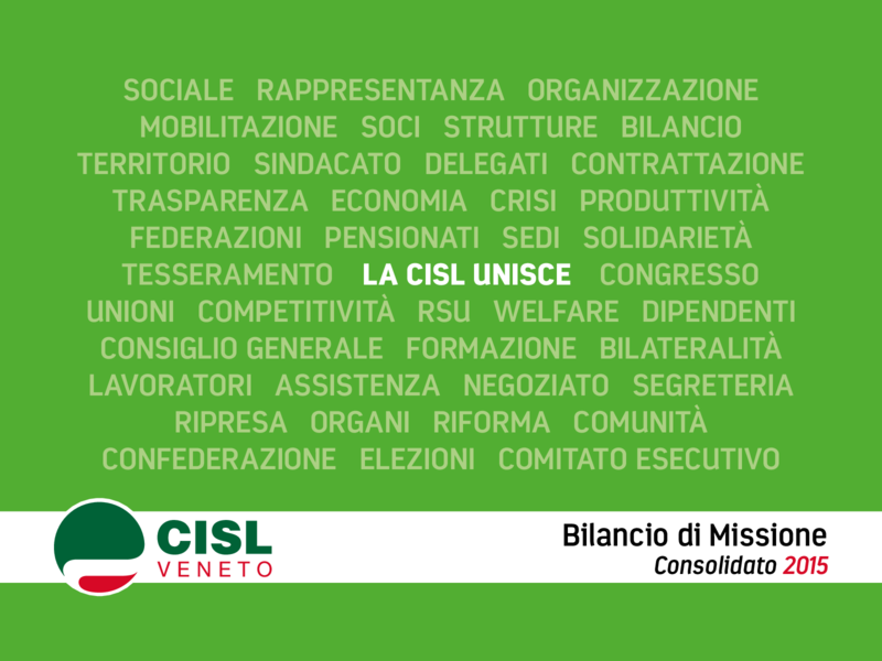 CislVeneto - Bilancio Missione 2015 - Sintesi