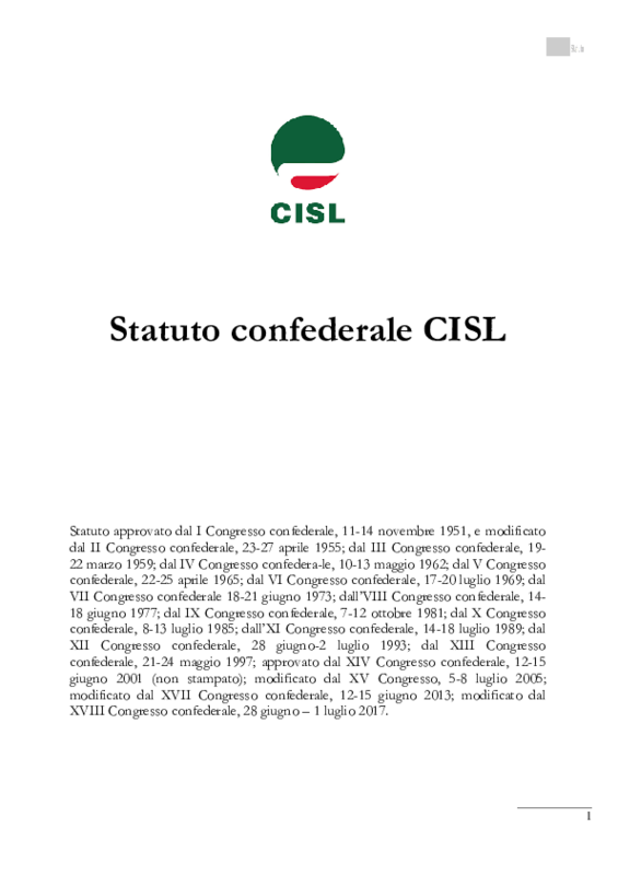 Statuto CISL Confederale